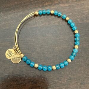 Alex and Ani Blue Beaded Gold Tone Bracelet